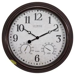 15" Indoor / Outdoor Wall Clock with Temperature and Humidity