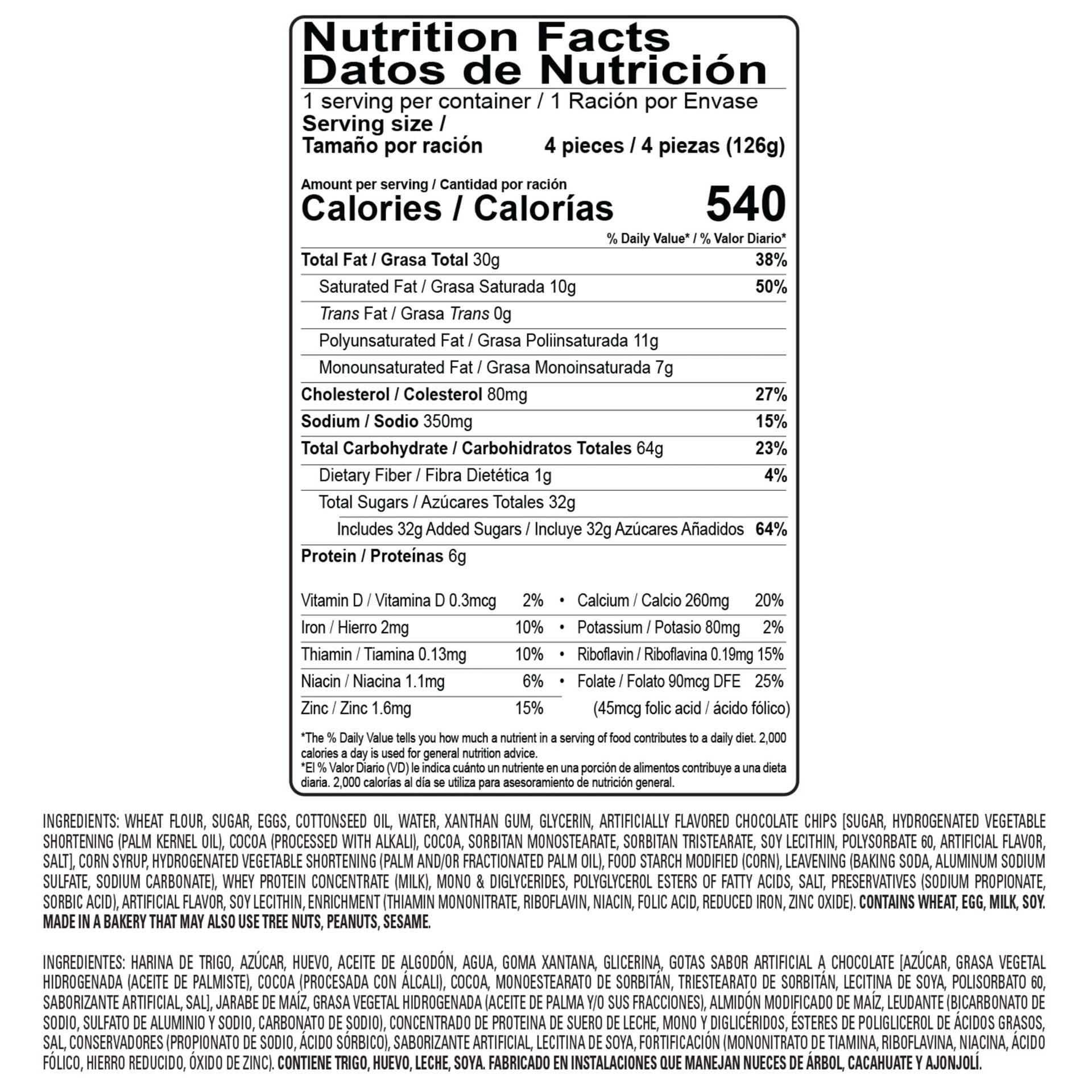 slide 4 of 5, Bimbo Mini Mantecadas Vanilla Muffins with Chocolate Chips, 4 count, Mini Muffins, 4.44 oz Bag - 4.44 oz, 4.44 oz