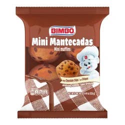 Bimbo Mini Mantecadas Vanilla Muffins with Chocolate Chips, 4 count, Mini Muffins, 4.44 oz Bag - 4.44 oz