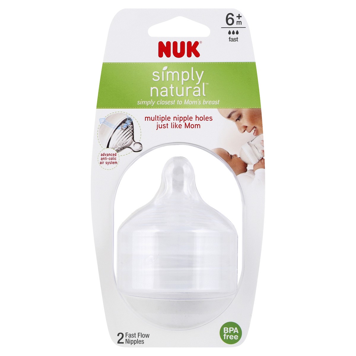 slide 3 of 3, Nuk Natural Simply Nipples, 2 ct