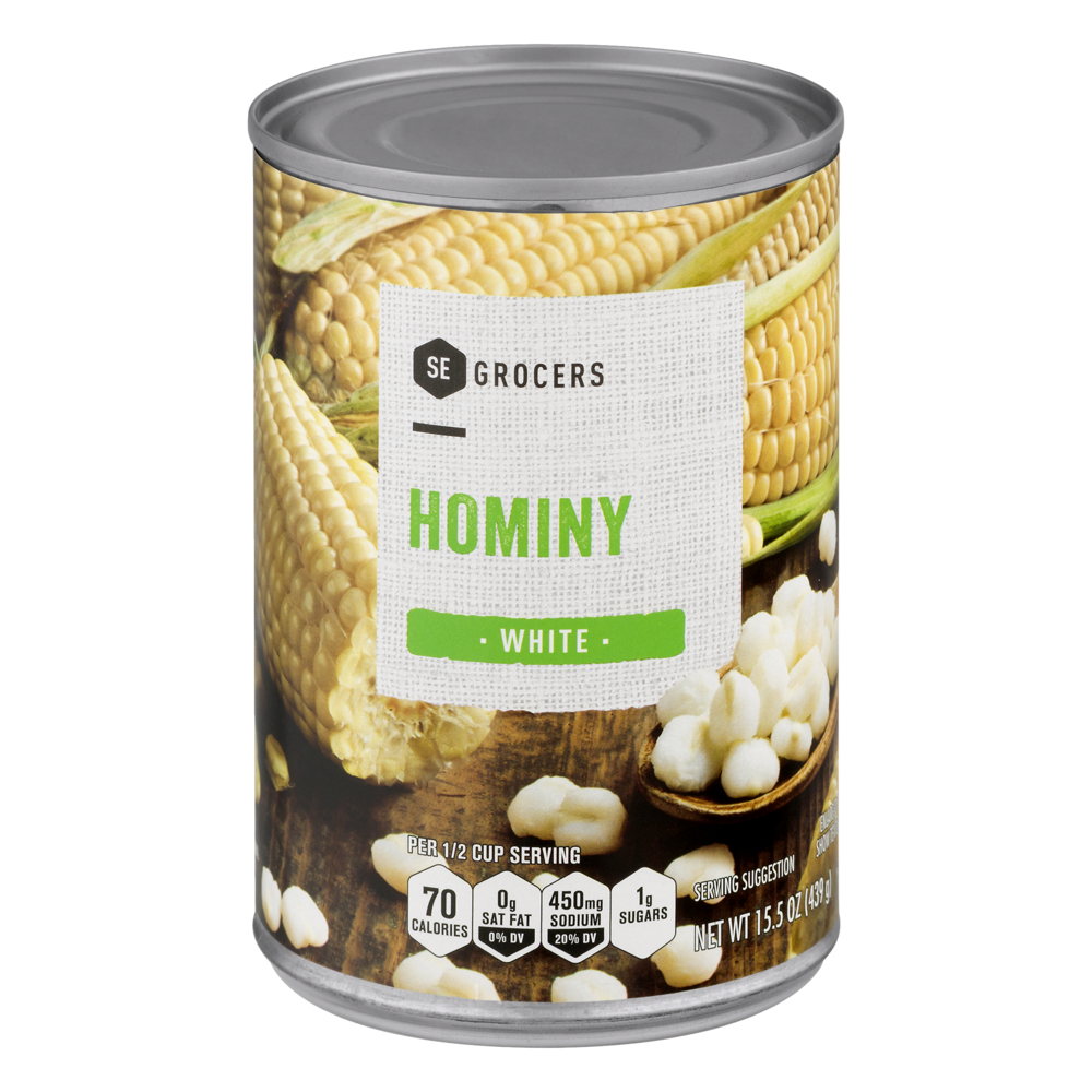 slide 1 of 1, SE Grocers Hominy White, 15.5 oz