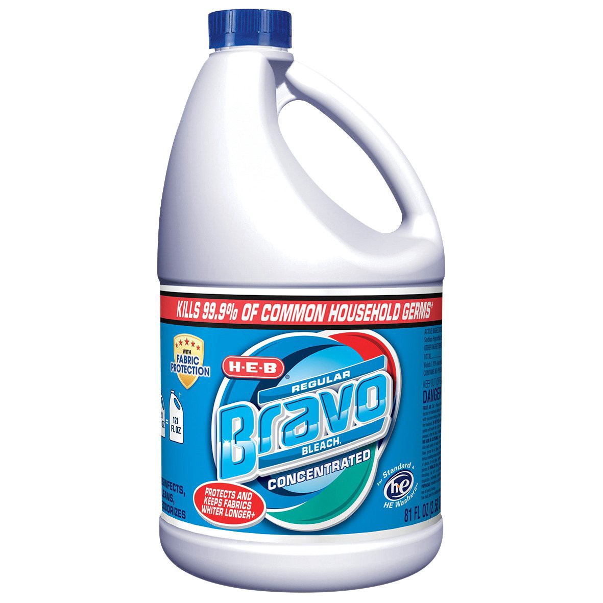 slide 1 of 1, H-E-B Bravo Concentrated Regular Bleach, 81 oz