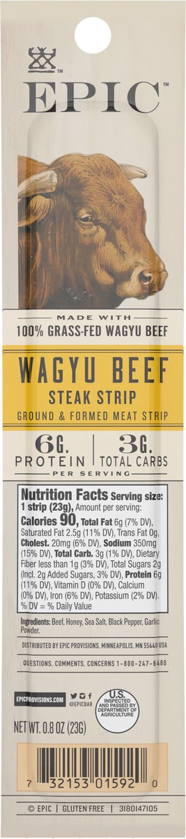 slide 4 of 5, Epic Wagyu Beef Steak Strip, 0.8 oz