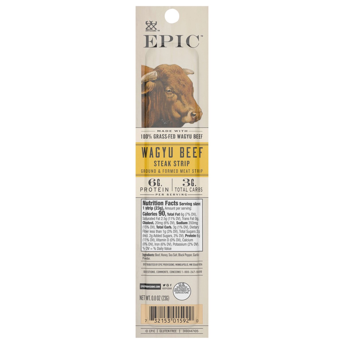 slide 1 of 5, EPIC Wagyu Beef Steak Strip, Grass-Fed, 0.8oz, 0.8 oz