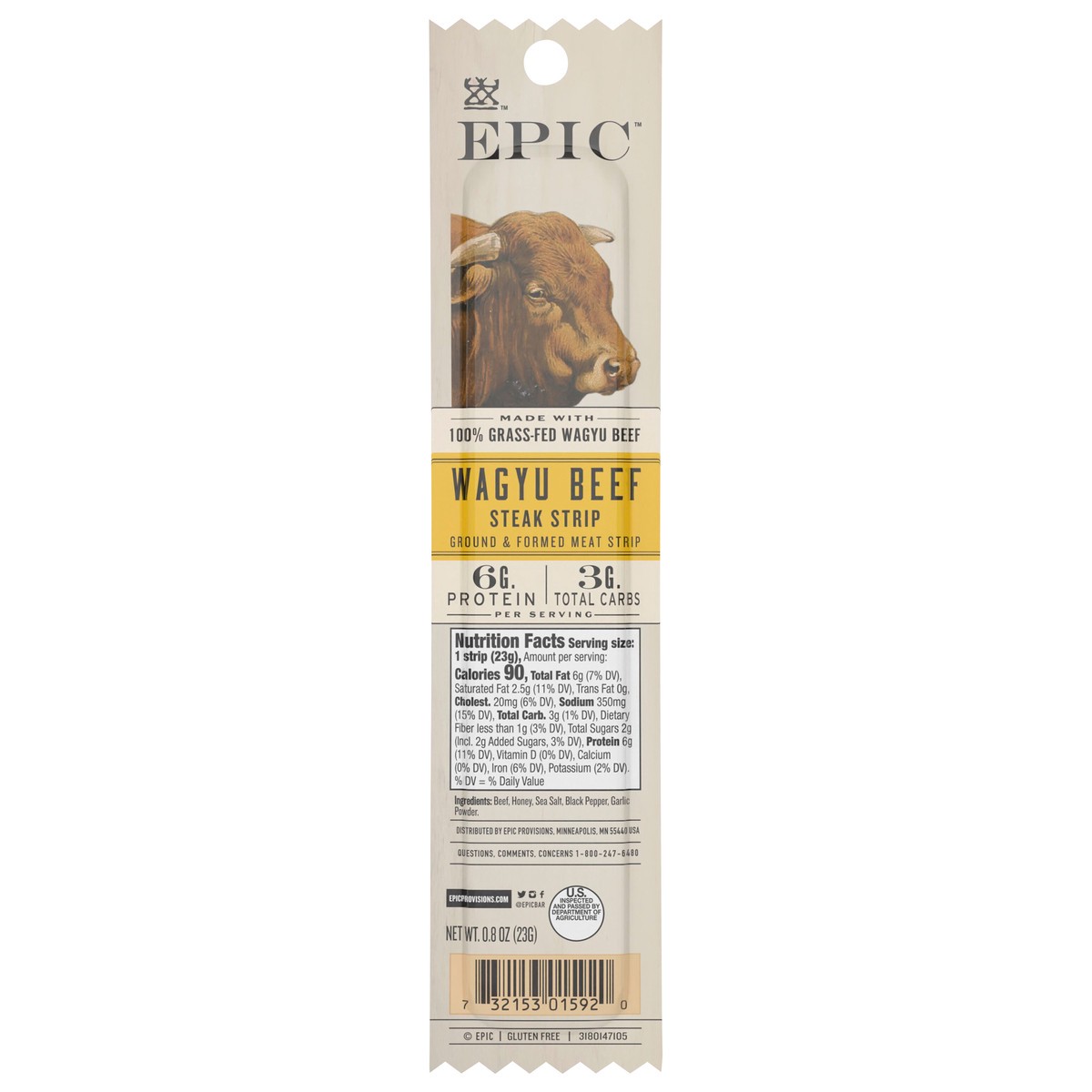 slide 1 of 5, EPIC Wagyu Beef Steak Strip, Grass-Fed, 0.8oz, 0.8 oz