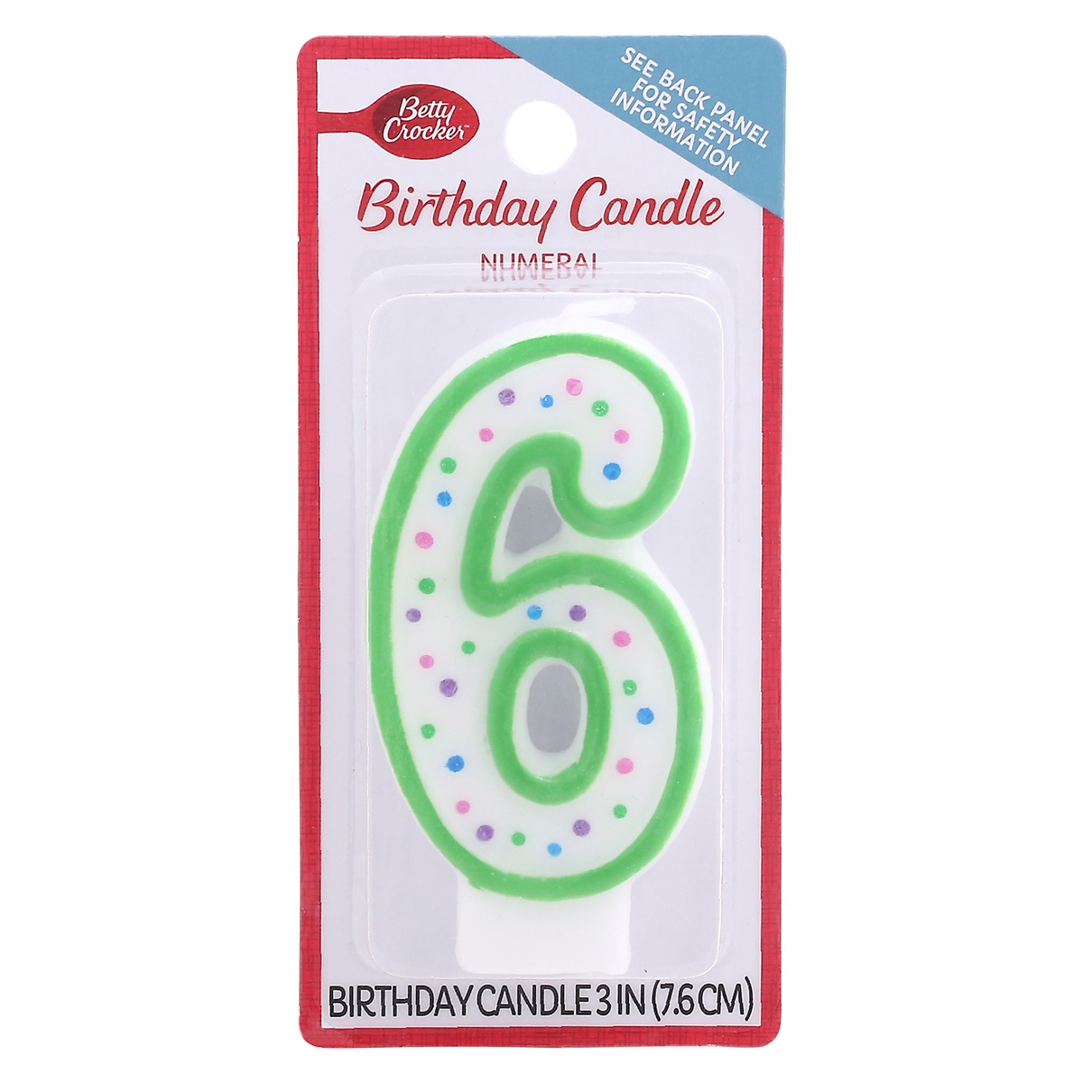 slide 1 of 2, Betty Crocker 3 Inch Numeral 6 Birthday Candle 1 ea, 1 ct