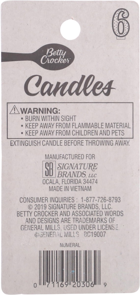 slide 5 of 9, Betty Crocker Candles Birthday Numeral 6 - 1 Count, 1 ct