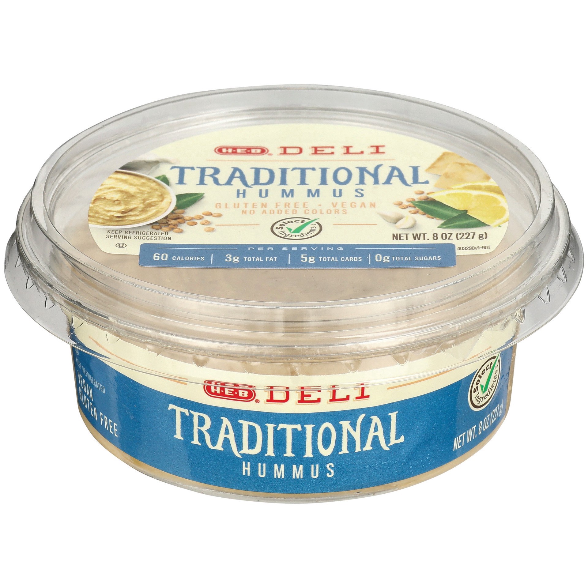 slide 1 of 1, H-E-B Select Ingredients Traditional Hummus, 8 oz