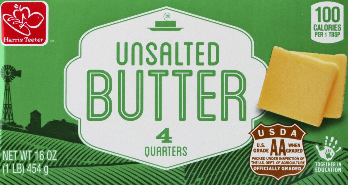slide 1 of 5, Harris Teeter Sweet Creamery Butter Quarters, 16 oz