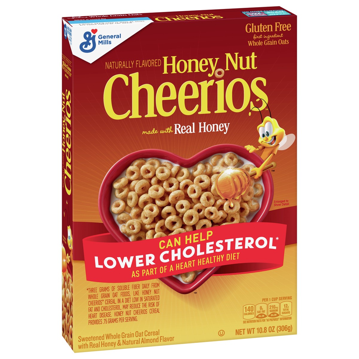 slide 3 of 8, Cheerios Honey Nut Cheerios Cereal, Limited Edition Happy Heart Shapes, Heart Healthy Cereal With Whole Grain Oats, 10.8 oz, 10.8 oz