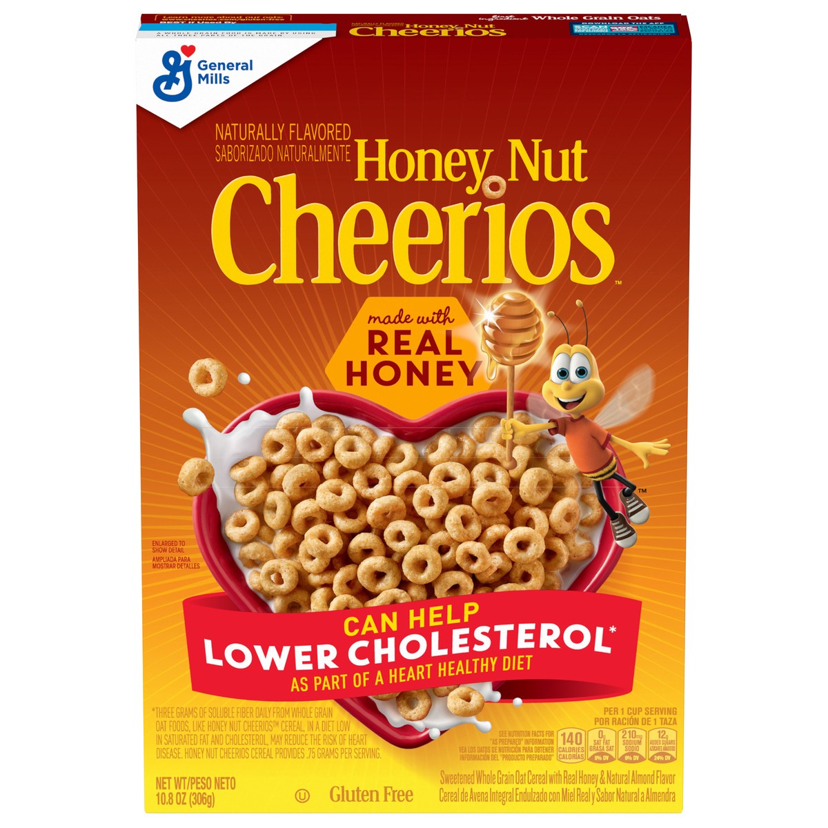 slide 1 of 8, Cheerios Honey Nut Cheerios Heart Healthy Breakfast Cereal, Gluten Free Cereal With Whole Grain Oats, 10.8oz, 10.8 oz