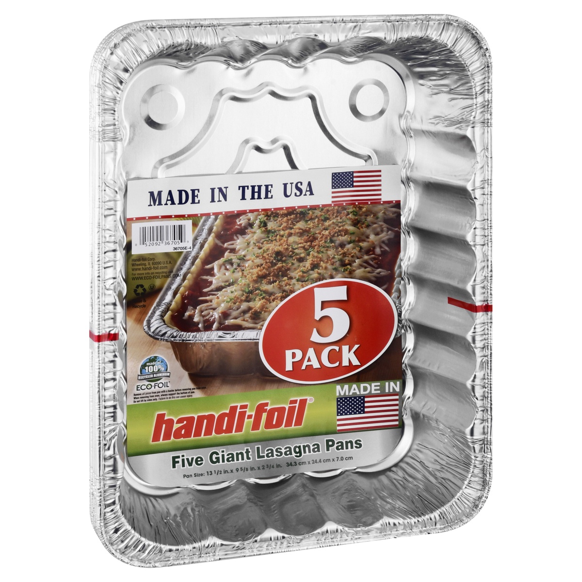 slide 2 of 8, Handi-foil Eco-Foil Lasagna Pan 5 Pack 135 X 9625 X 275 Inch, 5 ct