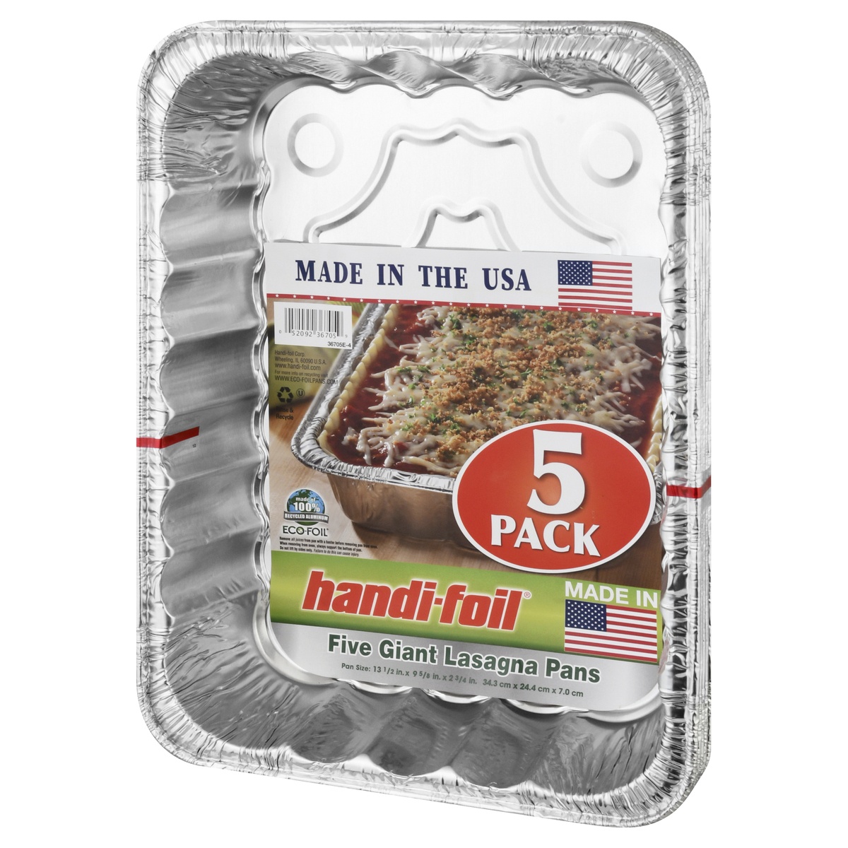 slide 3 of 8, Handi-foil Eco-Foil Lasagna Pan 5 Pack 135 X 9625 X 275 Inch, 5 ct