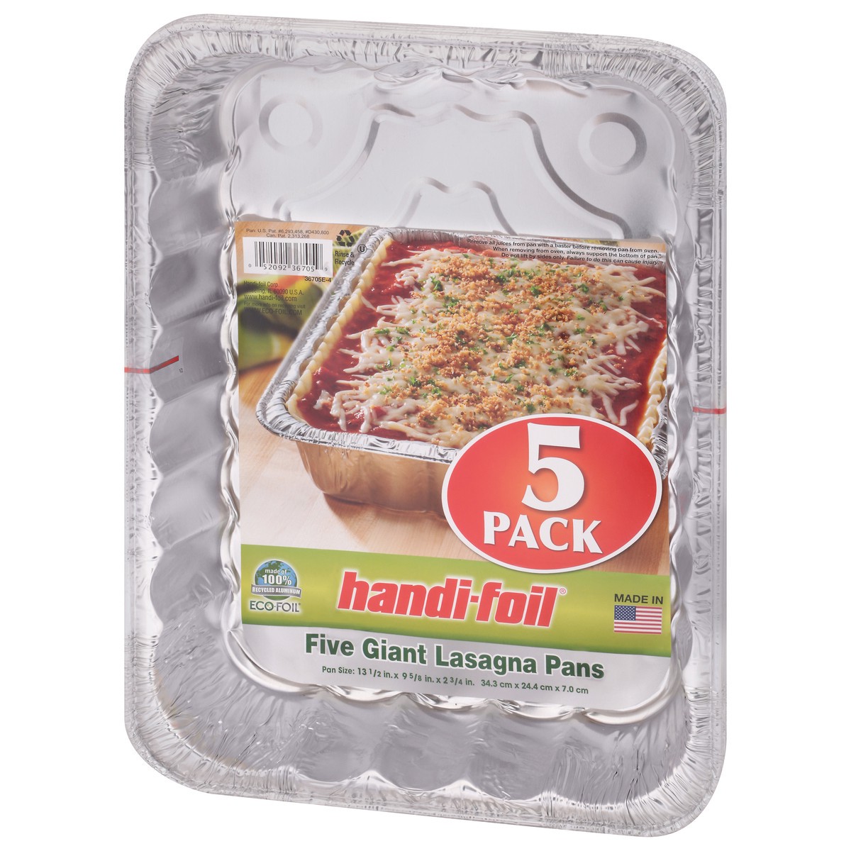 slide 3 of 9, Handi-foil Giant Lasagna Pans 5 ea, 5 ct