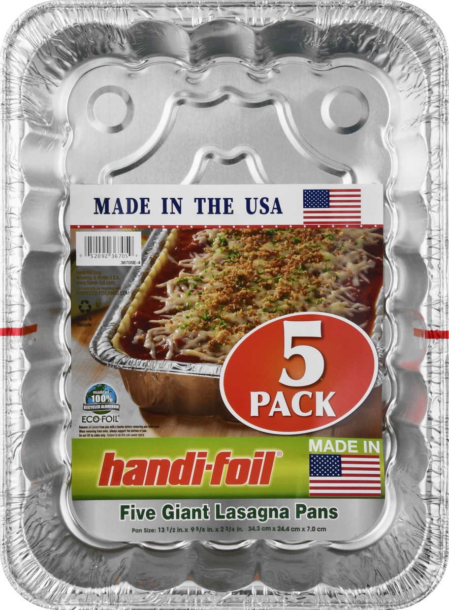 slide 7 of 8, Handi-foil Eco-Foil Lasagna Pan 5 Pack 135 X 9625 X 275 Inch, 5 ct