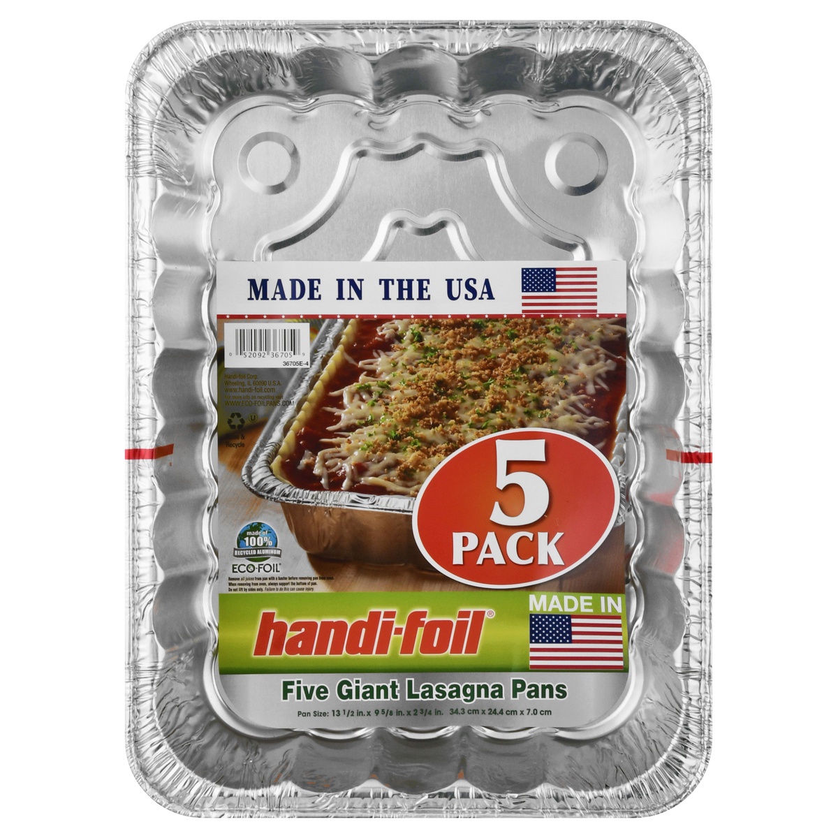 slide 1 of 1, Handi-foil 5 Pack Giant Lasagna Pans 5 ea, 5 ct