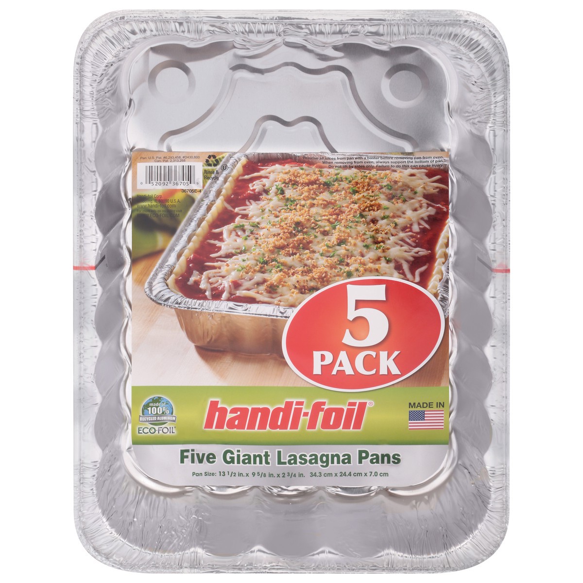 slide 1 of 9, Handi-foil Giant Lasagna Pans 5 ea, 5 ct