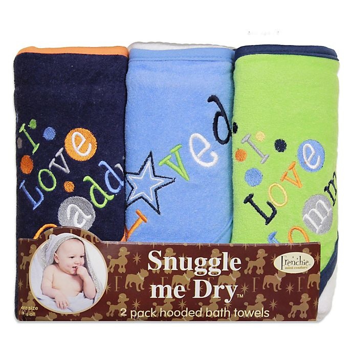 slide 1 of 1, Frenchie Mini Couture Boy's I Love Mommy/Daddy Terry Hooded Towels, 3 ct