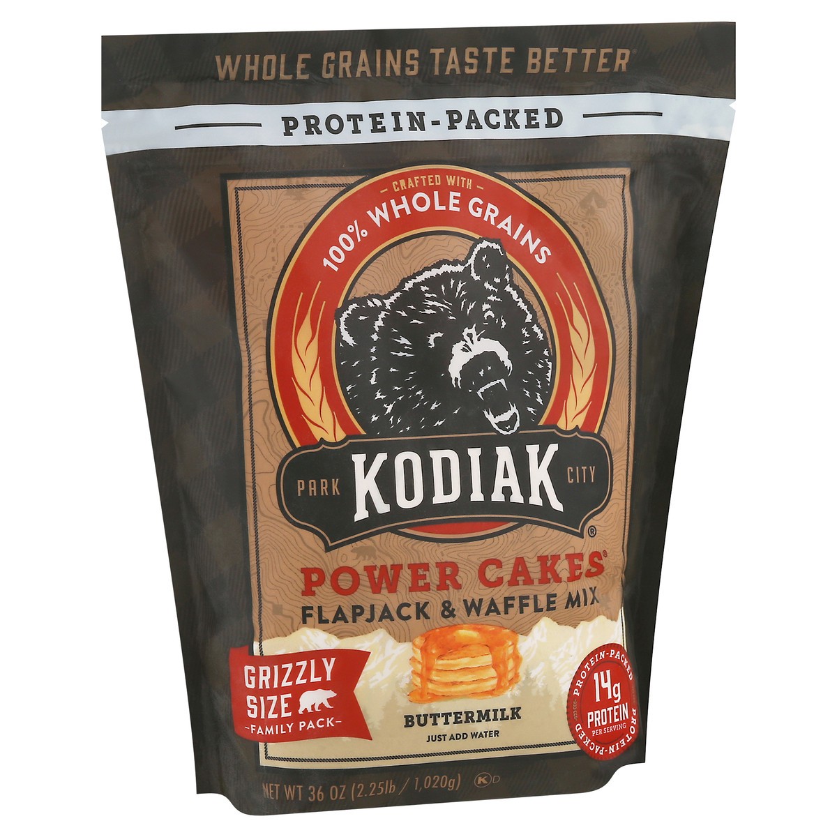 slide 4 of 9, Kodiak Cakes Flapjack & Waffle Mix, Grizzly Size Buttermilk, 36 oz, 36 oz