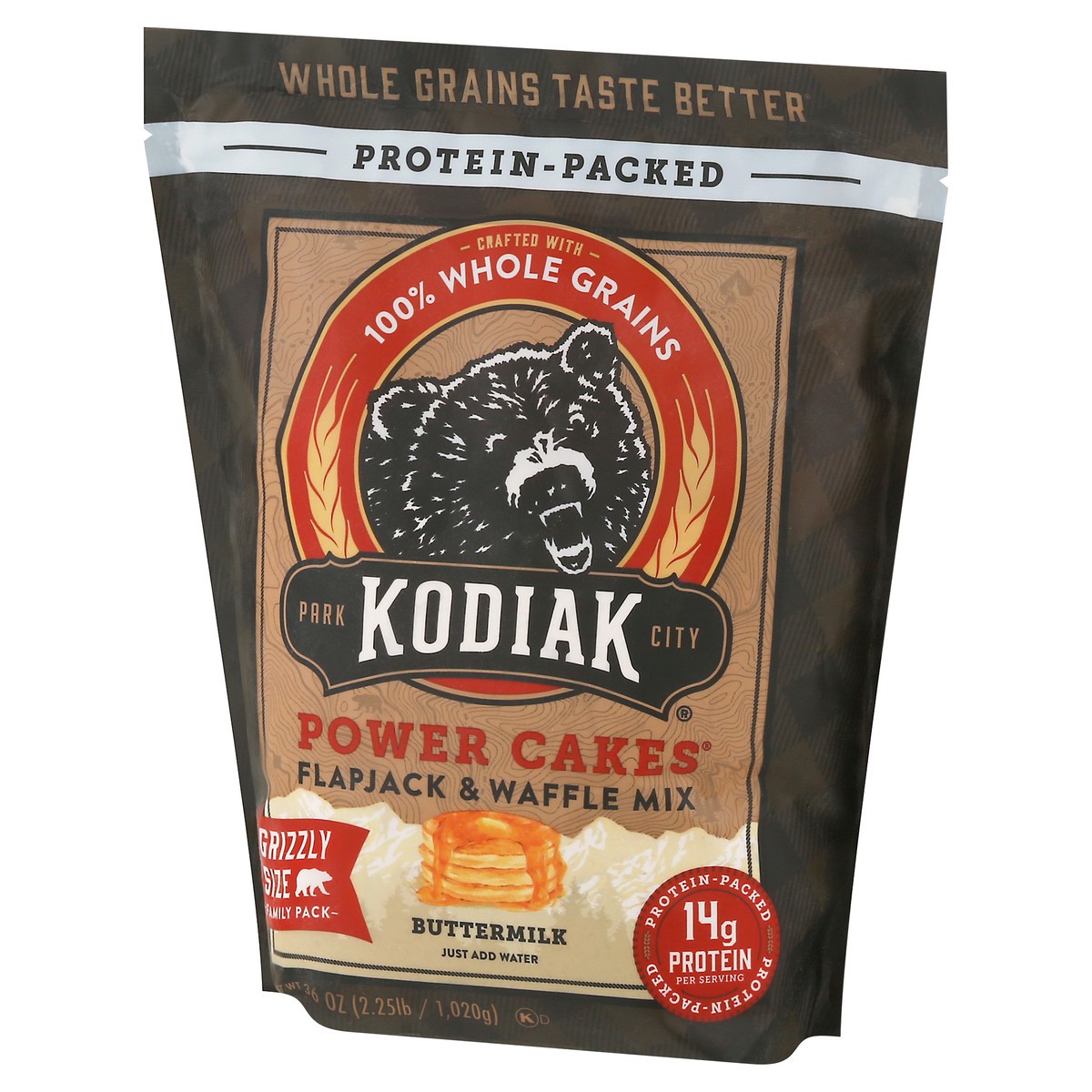 slide 2 of 9, Kodiak Cakes Flapjack & Waffle Mix, Grizzly Size Buttermilk, 36 oz, 36 oz