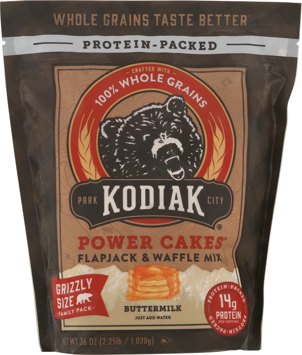 slide 6 of 9, Kodiak Cakes Flapjack & Waffle Mix, Grizzly Size Buttermilk, 36 oz, 36 oz