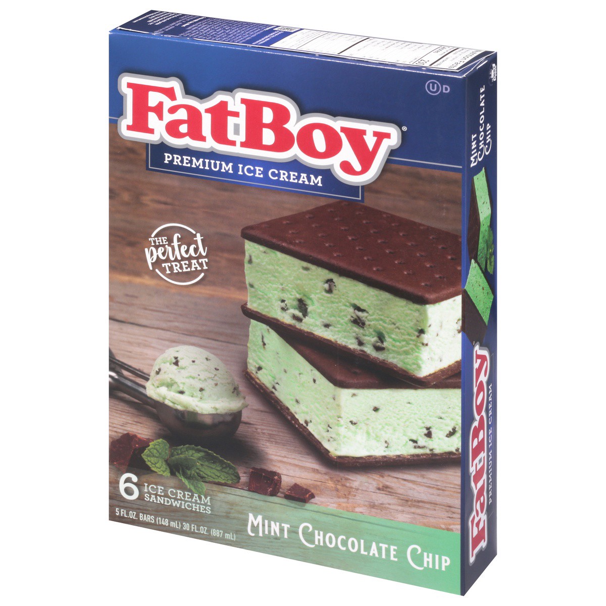 slide 2 of 9, Fat Boy Mint Chocolate Chip Ice Cream Sandwiches 6 Ea, 6 ct