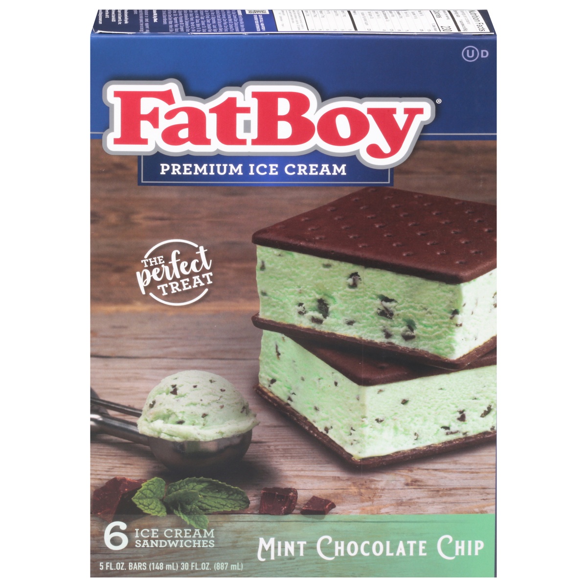 slide 1 of 1, Fat Boy Mint Chocolate Chip Sandwich, 6 ct