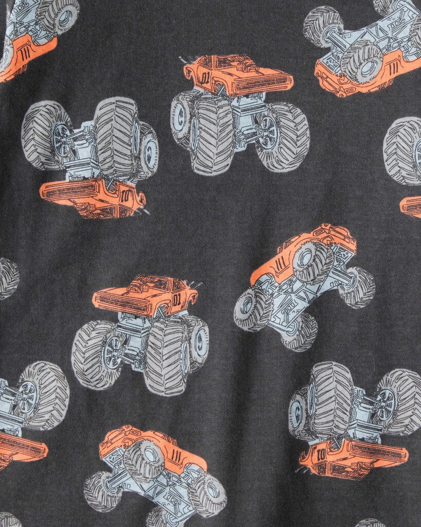 slide 3 of 3, Carter's Boys Monster Truck Print 100% Cotton Long-Sleeve 4-Piece Pajamas - Blue Blue/Black 12, 4 pc