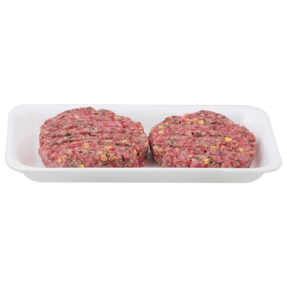 slide 1 of 1, EZ Prime Sweet Onion and Cheddar Pub Burger, per lb