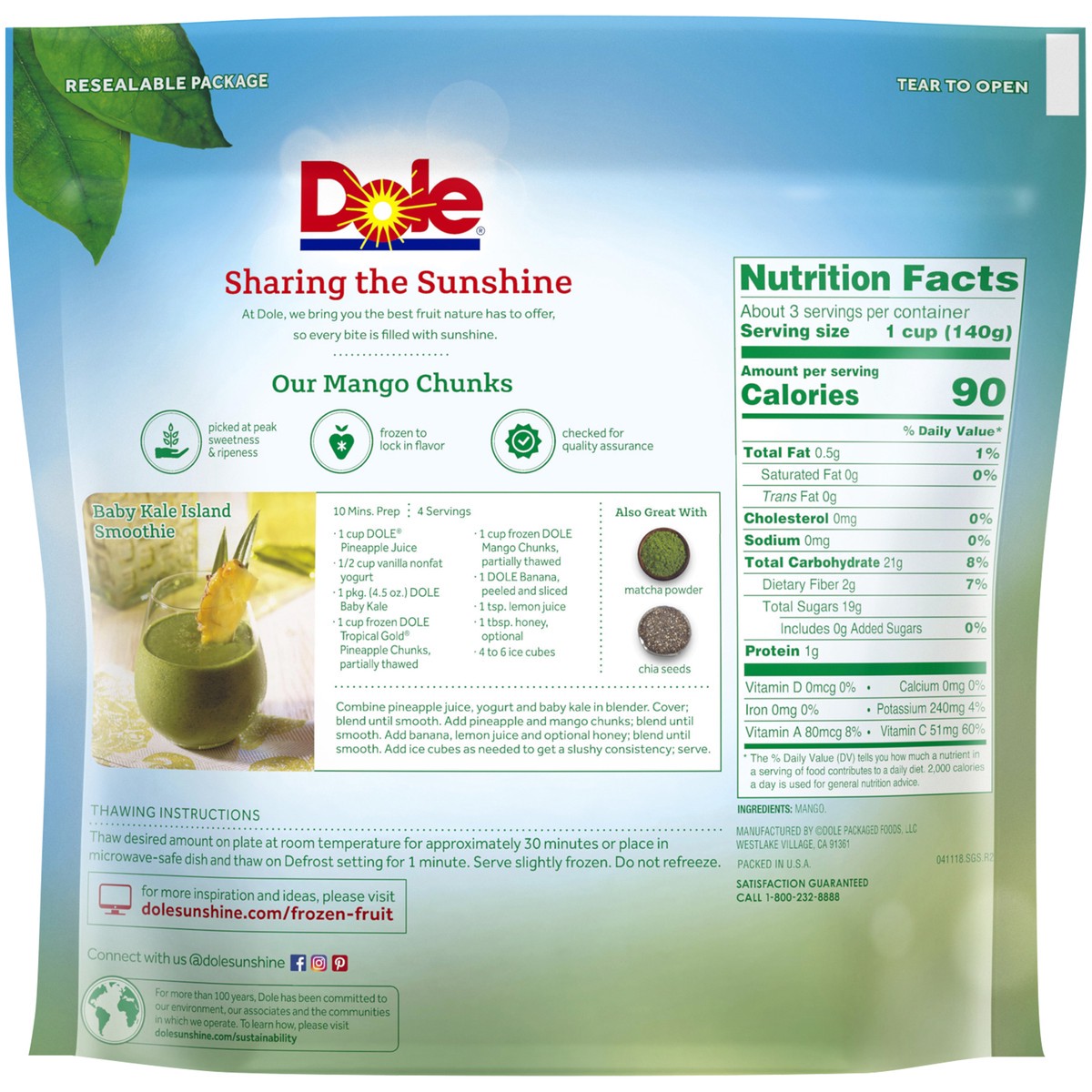 slide 5 of 9, Dole Mango Chunks, 16 oz