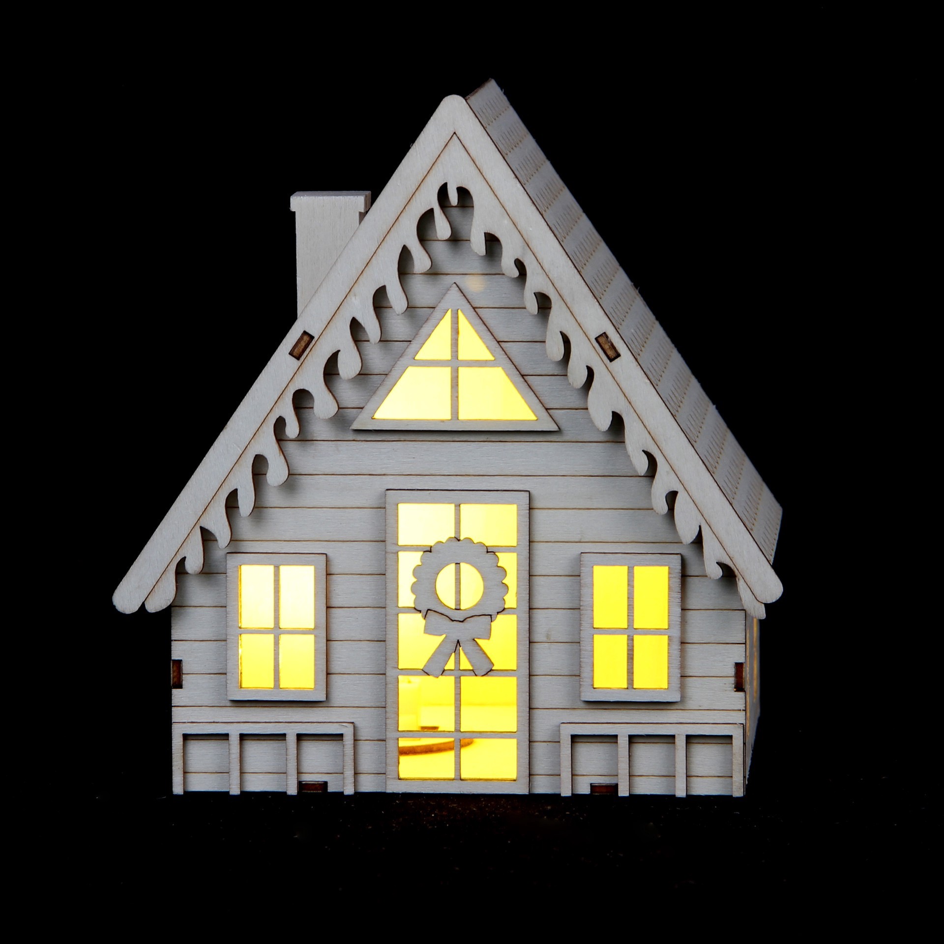 slide 4 of 5, 6" Unfinished Winter A-Frame House Diy Led Wood Decor By Make Market, 6 in