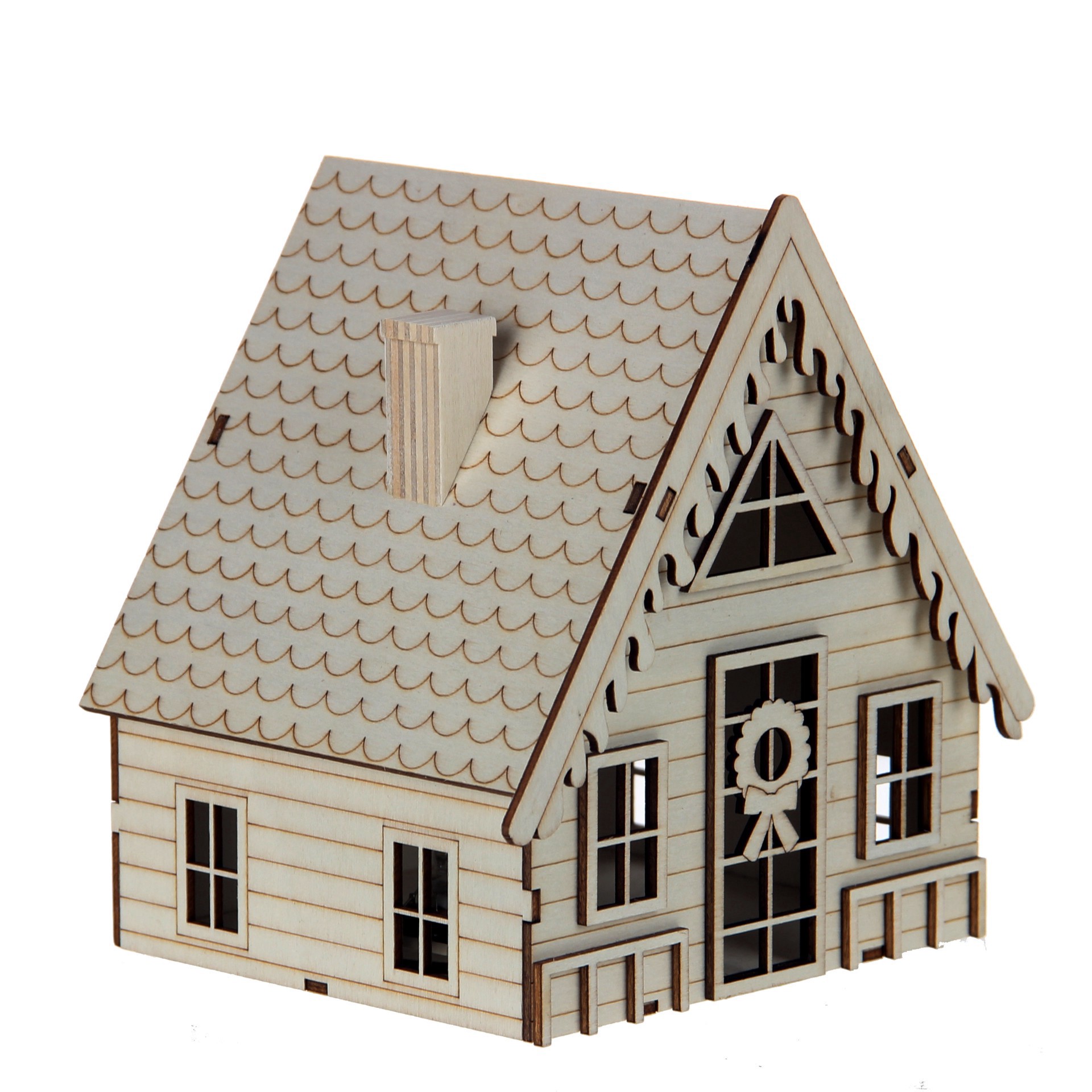 slide 3 of 5, 6" Unfinished Winter A-Frame House Diy Led Wood Decor By Make Market, 6 in