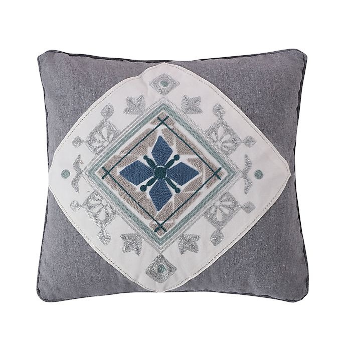 slide 1 of 2, Levtex Home Tania Crewel Medallion Square Throw Pillow - Grey, 1 ct