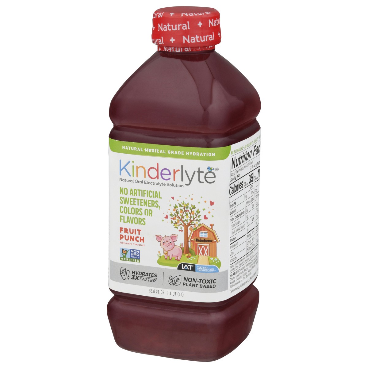 slide 4 of 9, Kinderlyte Natural Electrolyte Fruit Punch, 33.8 fl oz