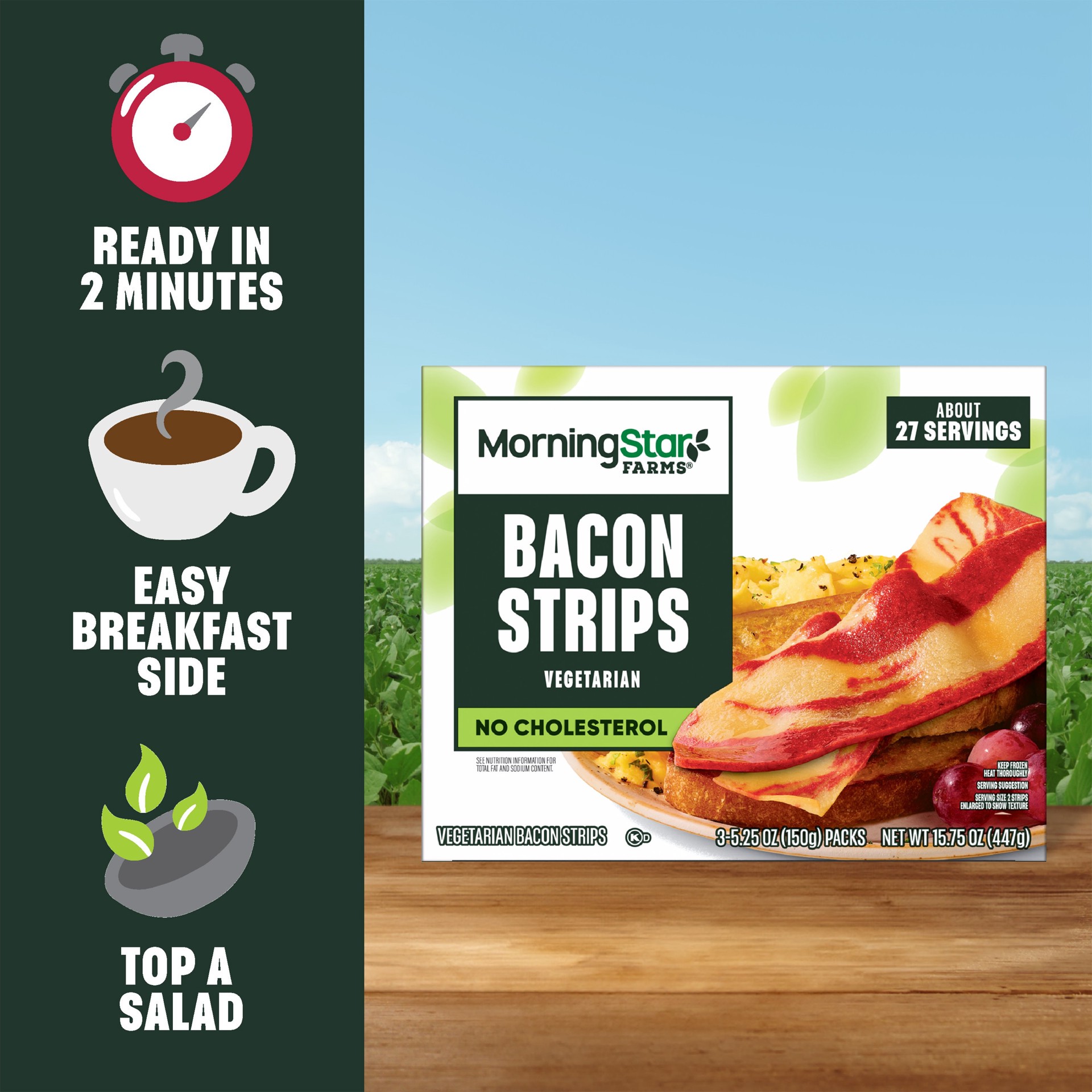 slide 7 of 8, MorningStar Farms Vegan Bacon Strips Original, 3 ct