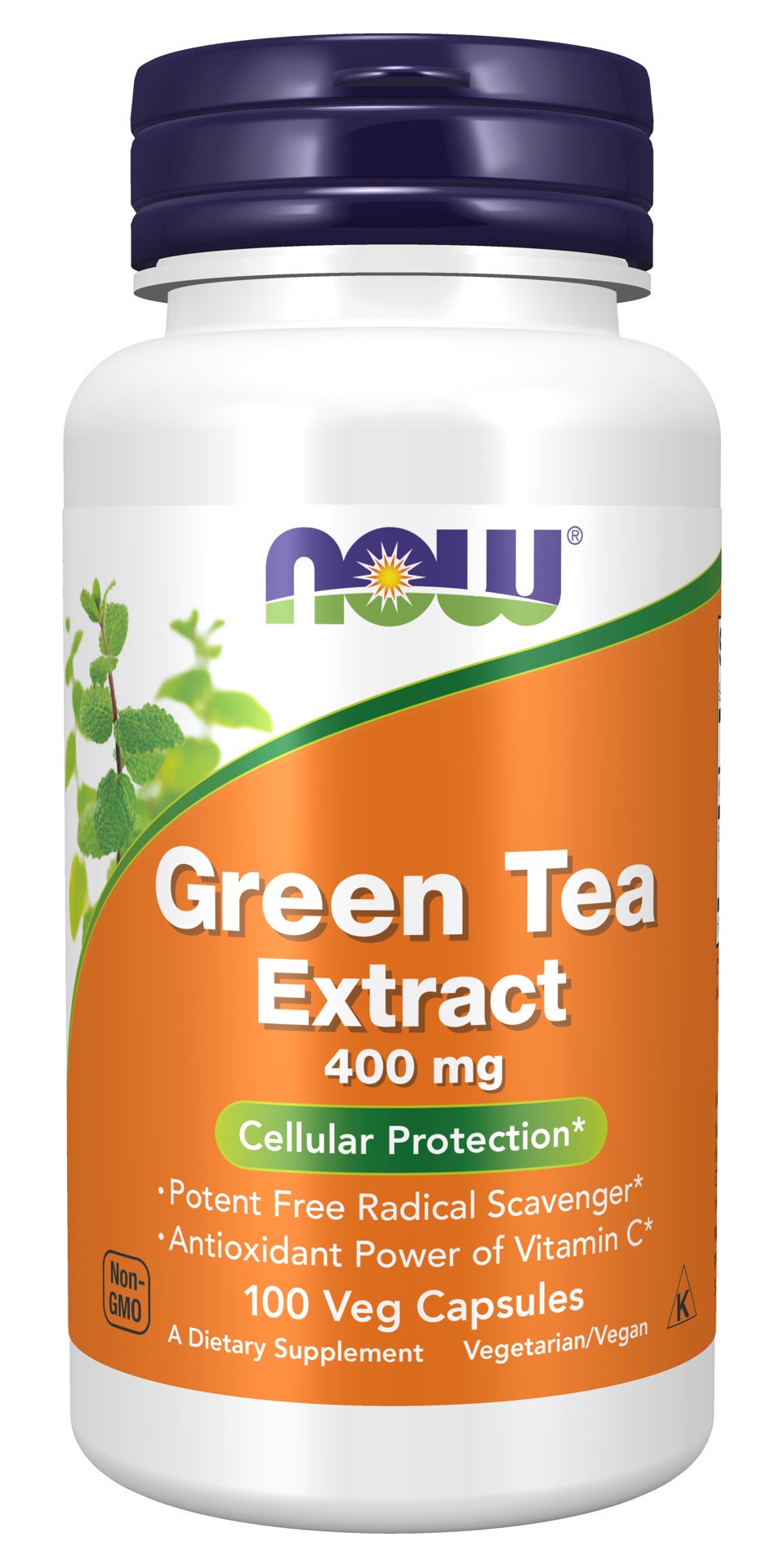 slide 1 of 4, NOW Green Tea Extract 400 mg - 100 Veg Capsules, 100 cups