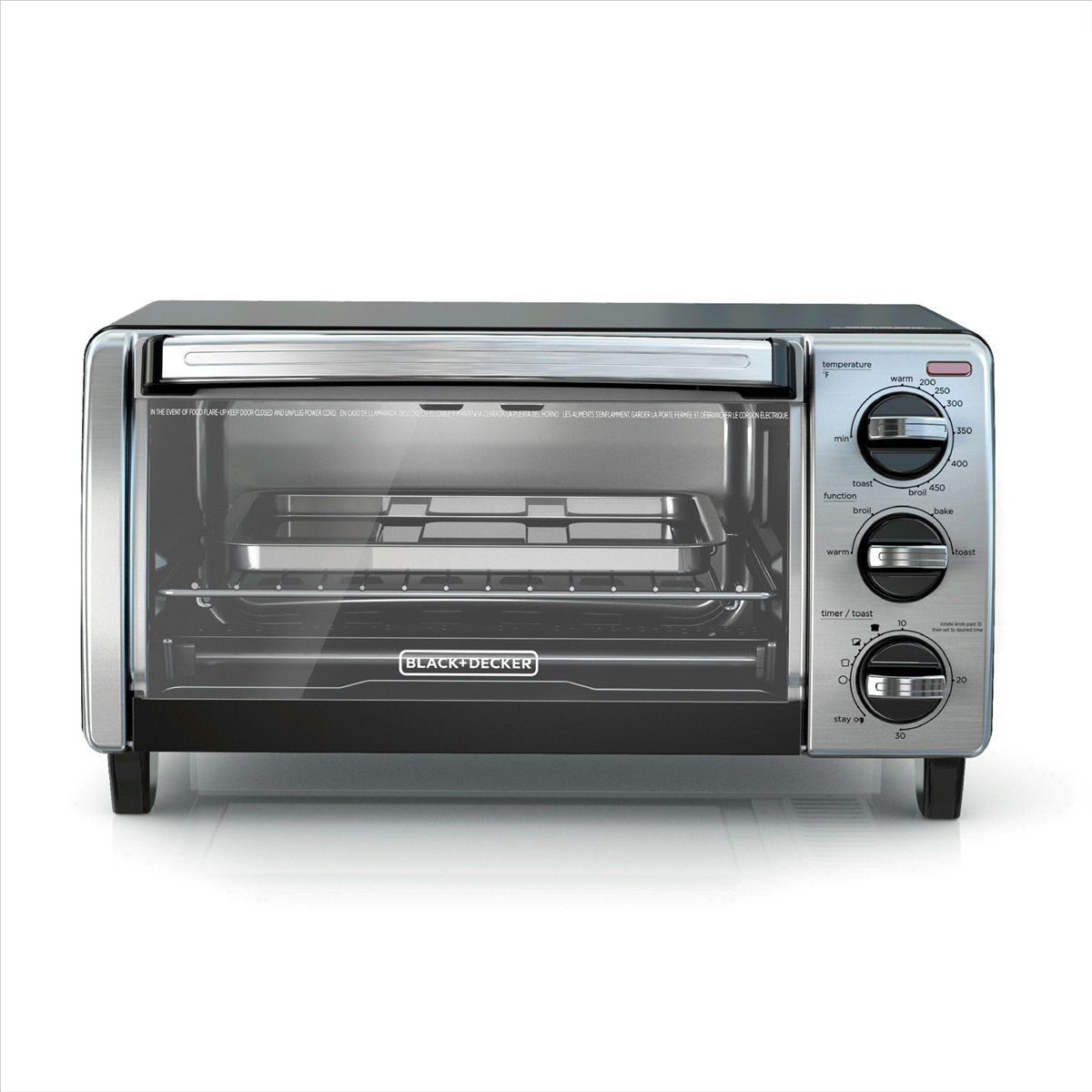 slide 1 of 1, BLACK+DECKER 4-Slice Toaster Oven with Natural Convection, 1 ct