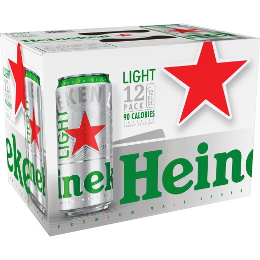 slide 2 of 3, Heineken Light Lager Beer, 12 Pack, 12 fl oz Cans, 12 oz