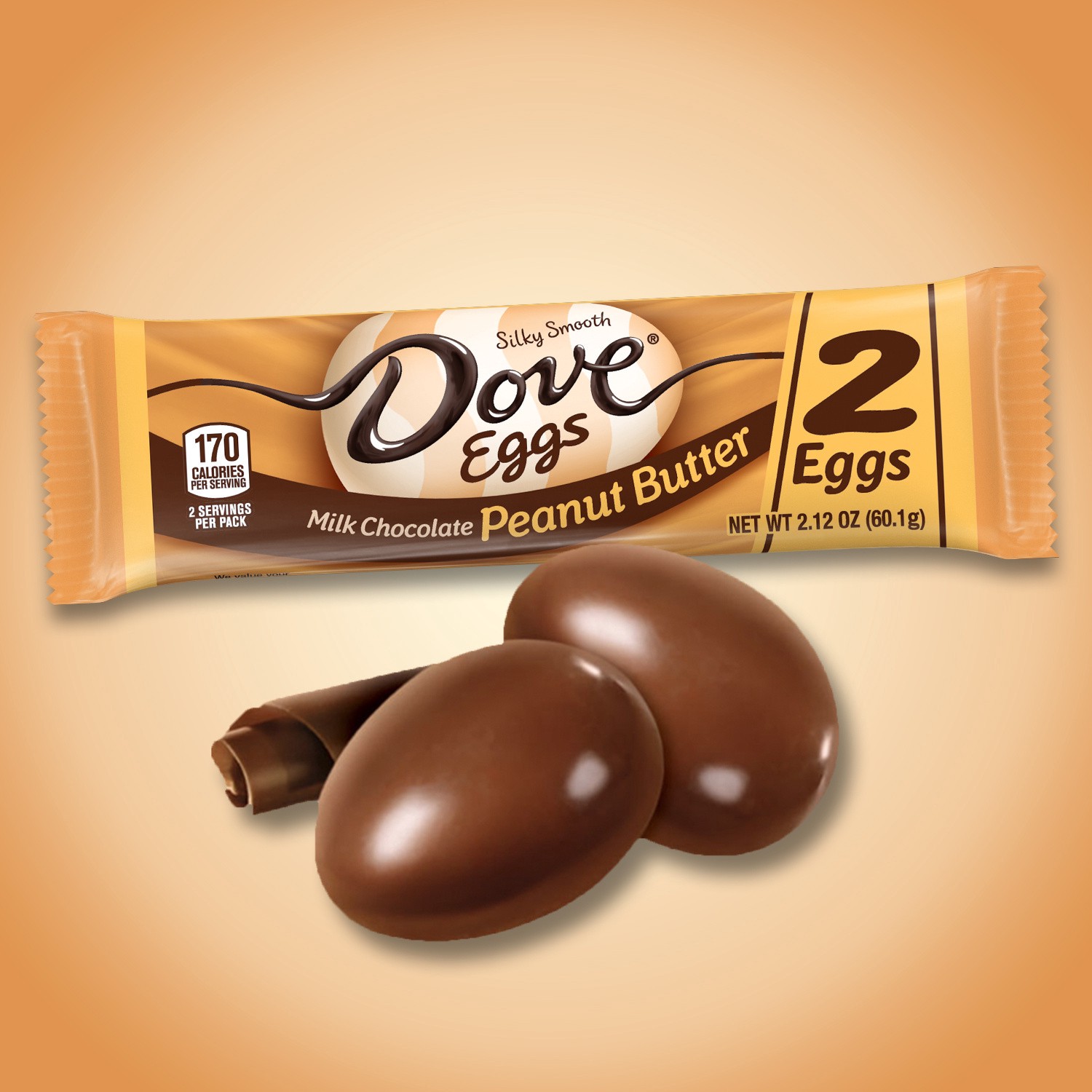 slide 3 of 5, DOVE Easter Egg Milk Chocolate Peanut Butter Candy, 2.12 oz, 2 Pack, 2.12 oz