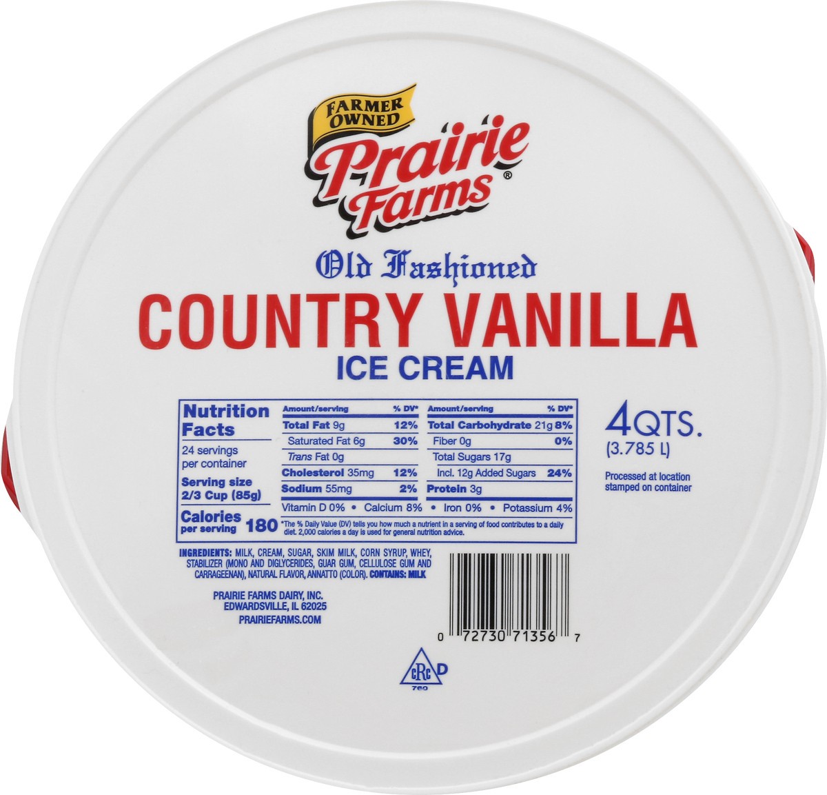 slide 10 of 12, Prairie Farms Old Fashioned Country Vanilla Ice Cream 4 qt, 4 qt