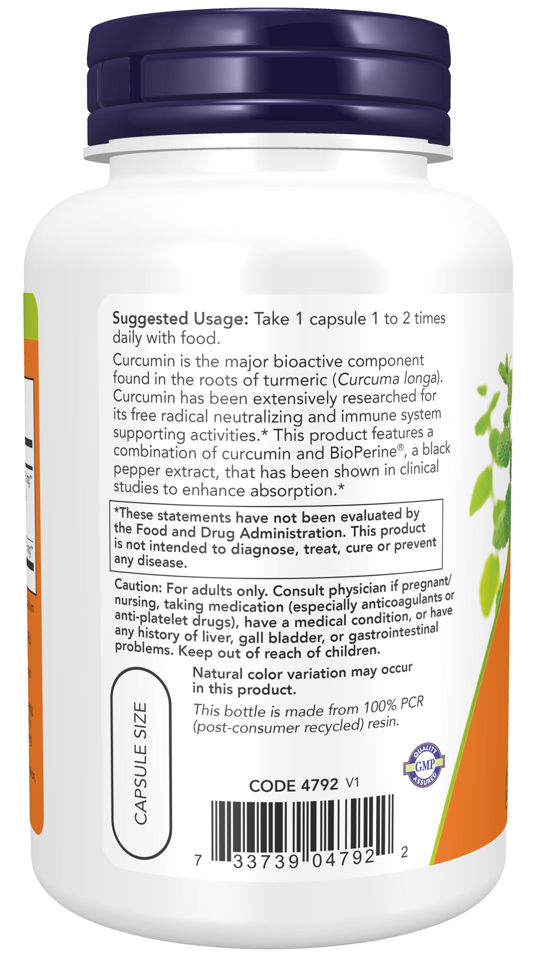 slide 2 of 4, NOW Turmeric Curcumin with BioPerine - 90 Veg Capsules, 90 ct