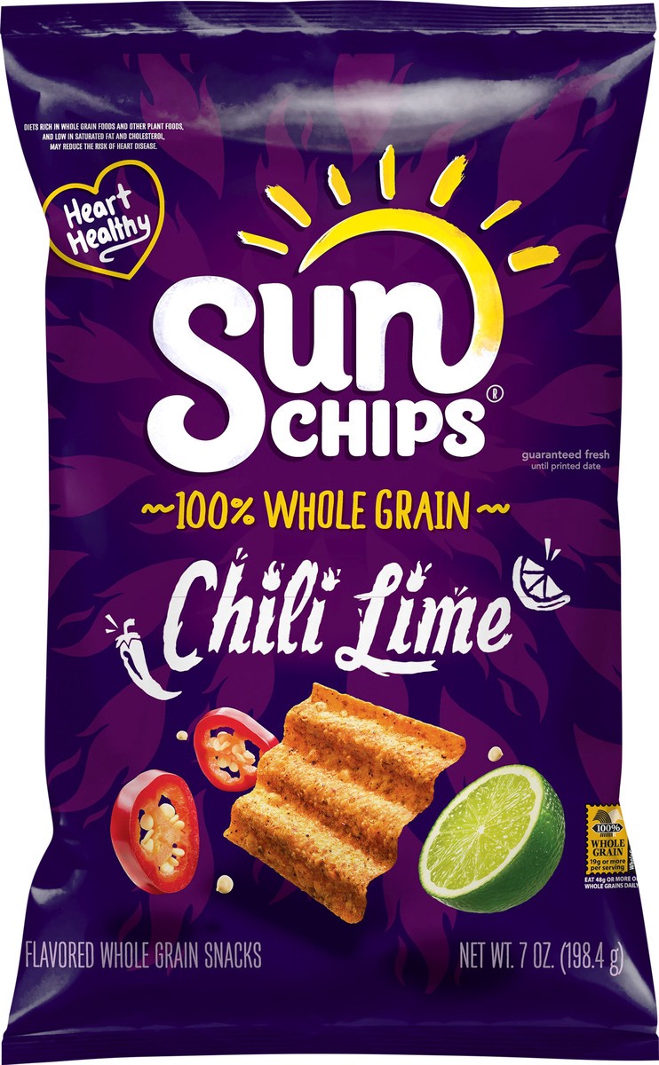 slide 1 of 4, Sun Chips Chili Limon Whole Grain Snacks, 7 oz