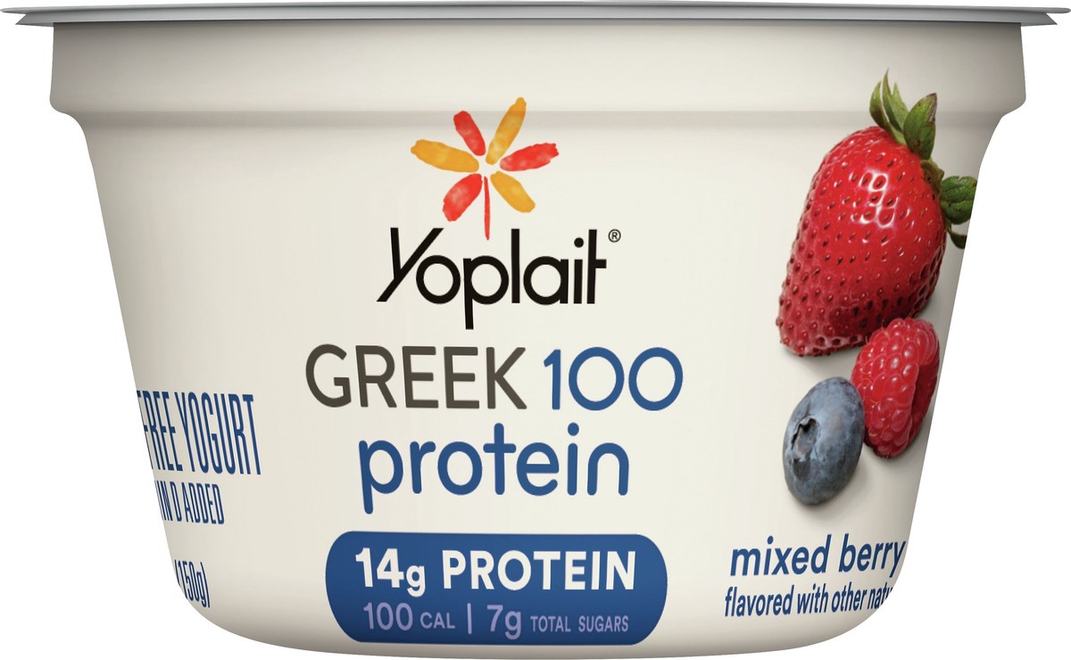 slide 3 of 13, Yoplait Greek 100 Protein Fat Free Mixed Berry Yogurt 5.3 oz, 5.3 oz