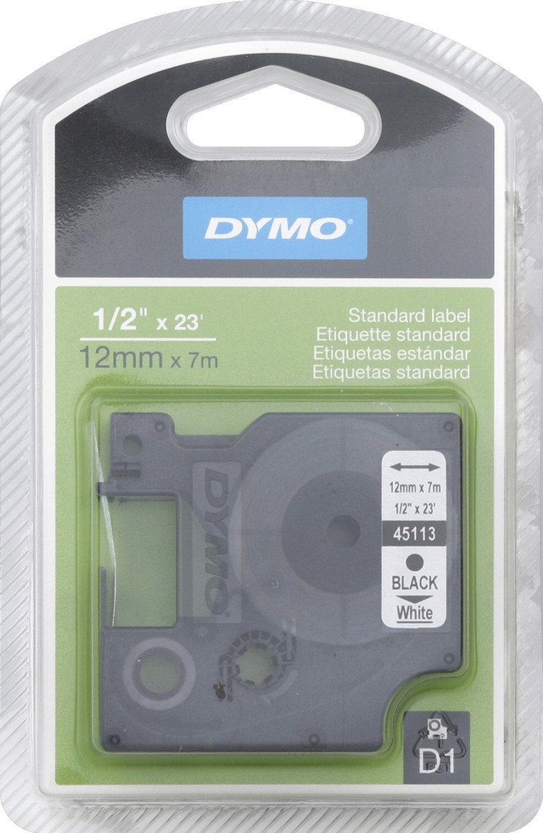 slide 2 of 2, DYMO Replacement Tape, D1, Standard Label, Black/White, 1 ct