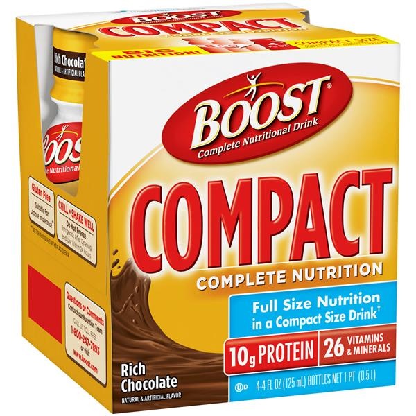slide 1 of 1, Boost Compact Complete Nutritional Drink, Rich Chocolate, 4 ct; 4 fl oz