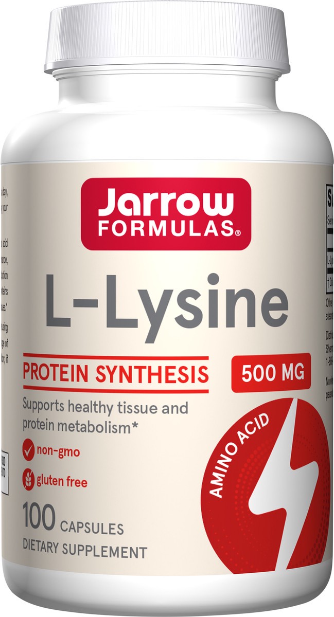 slide 3 of 4, Jarrow Formulas L-Lysine 500 mg - 100 Capsules - Essential Amino Acid for Protein Metabolism - Dietary Supplement - Up to 100 Servings , 100 ct; 500 mg