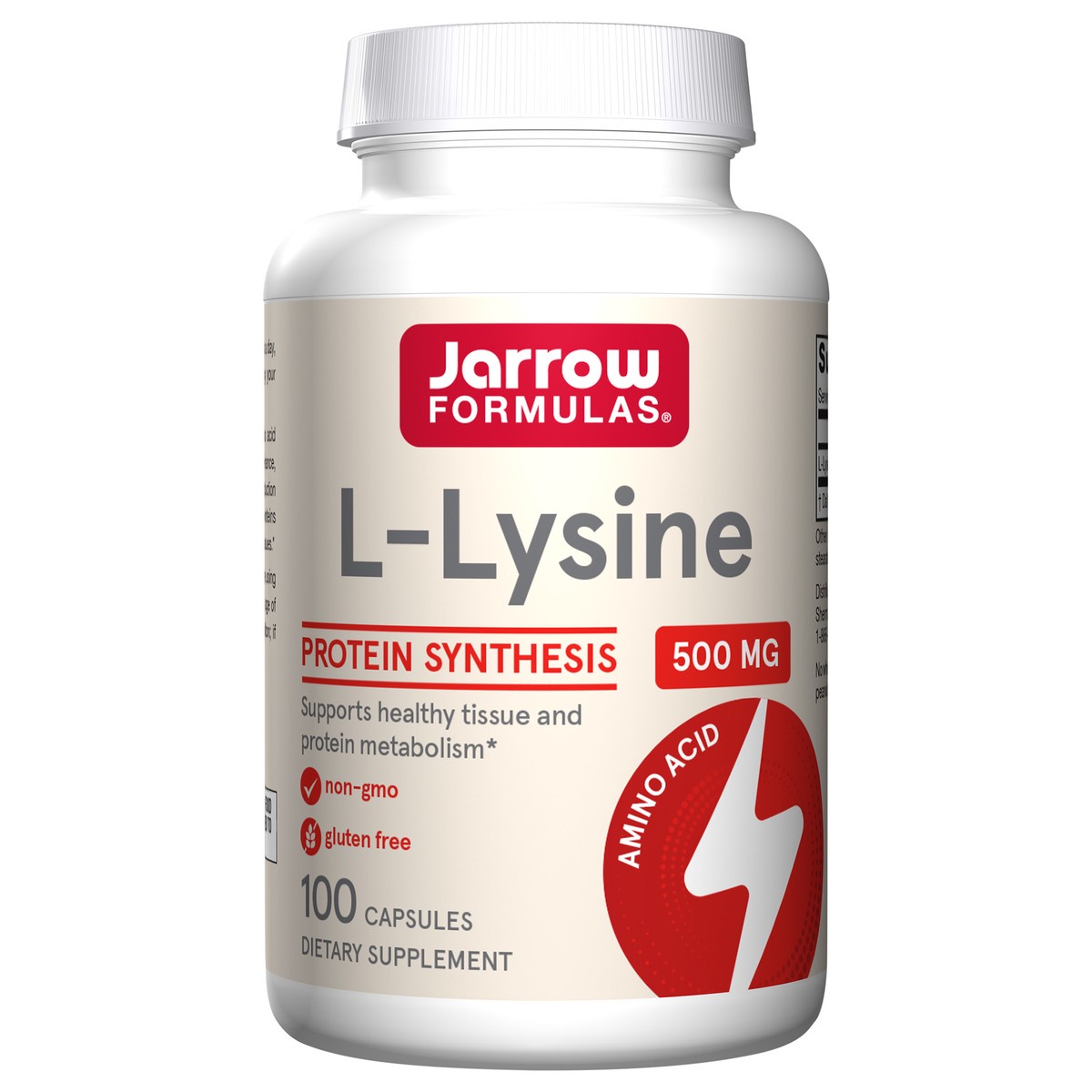 slide 4 of 4, Jarrow Formulas L-Lysine 500 mg - 100 Capsules - Essential Amino Acid for Protein Metabolism - Dietary Supplement - Up to 100 Servings , 100 ct; 500 mg