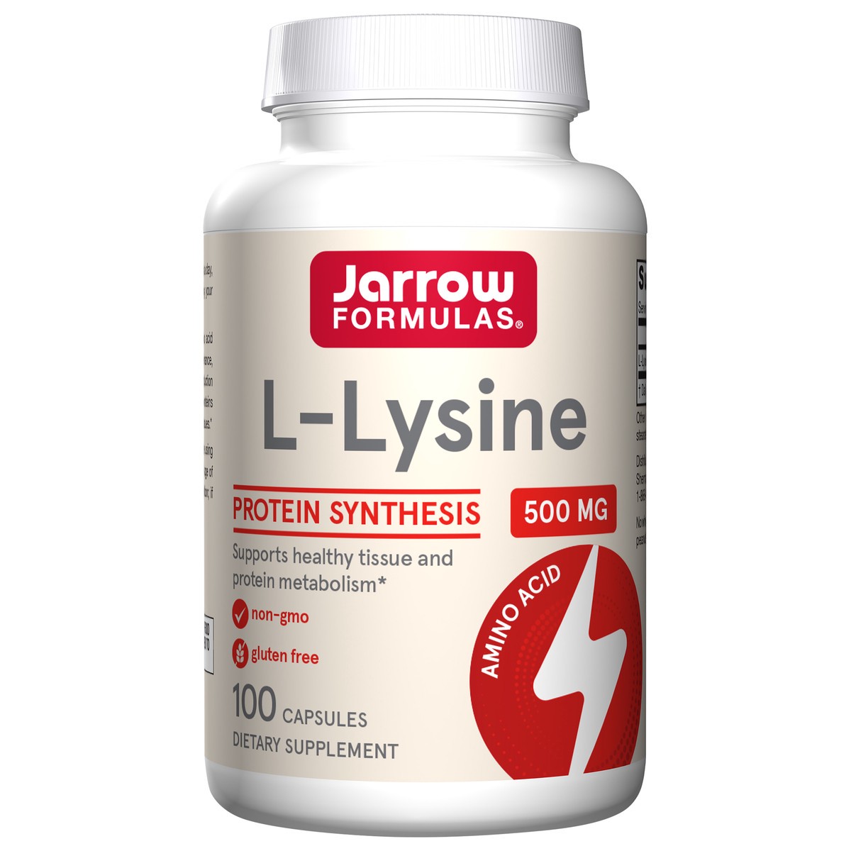 slide 1 of 4, Jarrow Formulas L-Lysine 500 mg - 100 Capsules - Essential Amino Acid for Protein Metabolism - Dietary Supplement - Up to 100 Servings , 100 ct; 500 mg