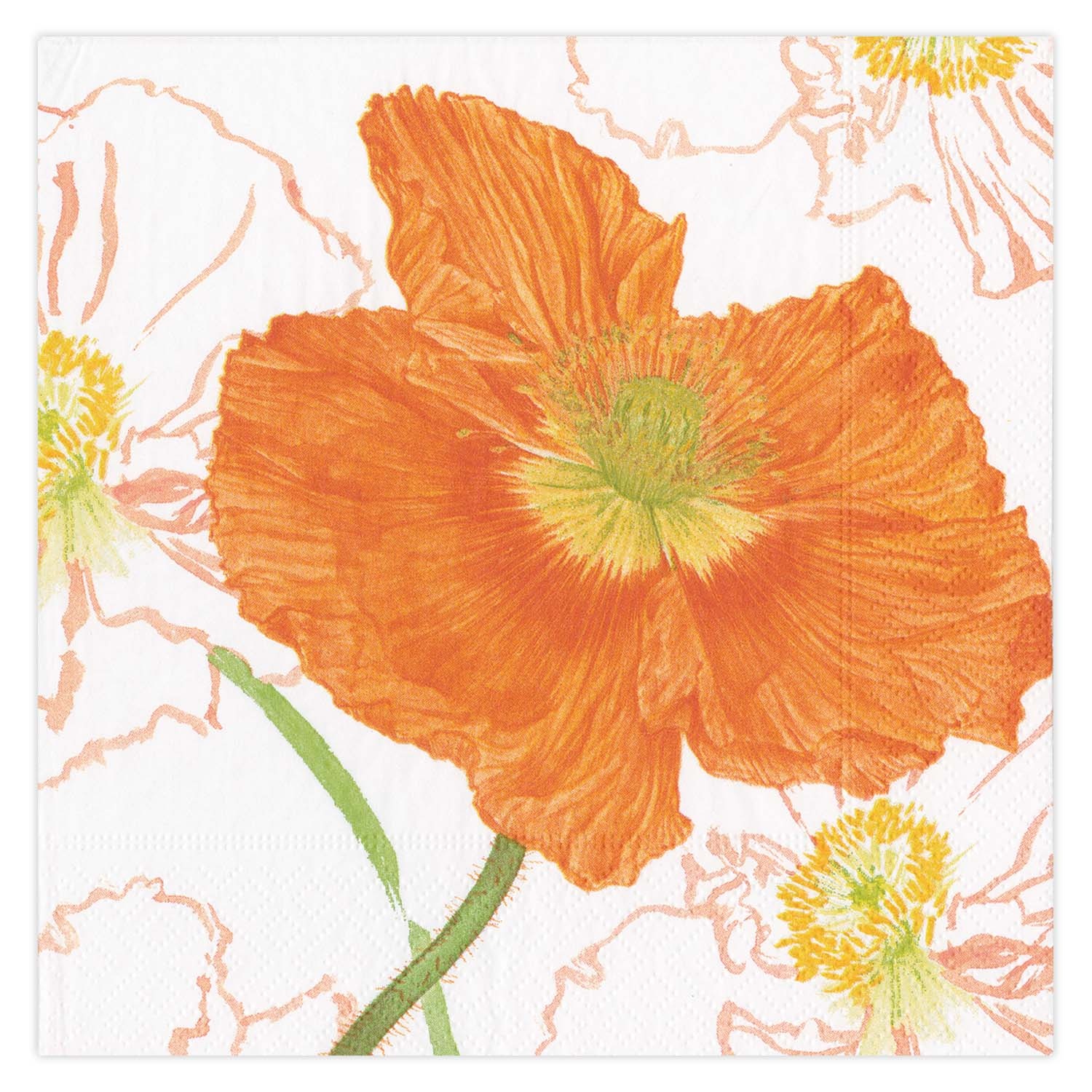 slide 1 of 1, Caspari Poppy Field Cocktail Napkins, 20 ct