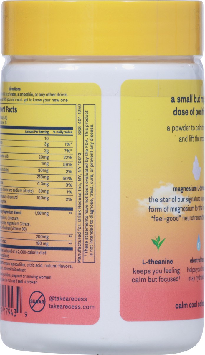 slide 5 of 9, Recess Mood Lemon Citrus Calming Magnesium Superblend Powder, 1 ct